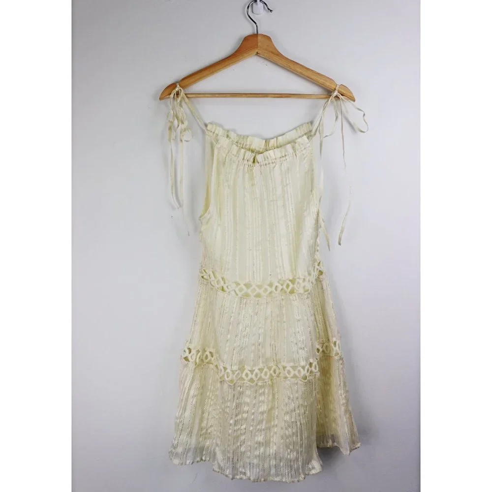 LOVERS + FRIENDS *NWT* Thistle Mini Dress in Ivory Gold Metallic Accents XXS - Picture 5 of 8